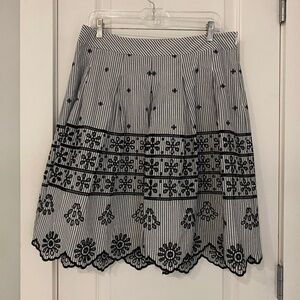 Talbots Black and White Cotton Pleated Skirt, Size 12P